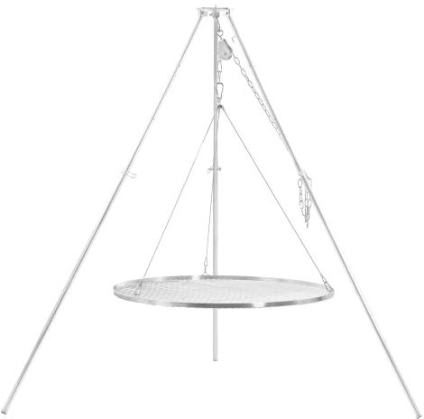 BBQ-Toro Treben, vridbar grill med Ø 90 cm grillgaller | galvaniserat järn | justerbar höjd 119–184 cm | treben för eldskål, vridbar grill utan eldskål, trädgårdsgrill | svängbar grill