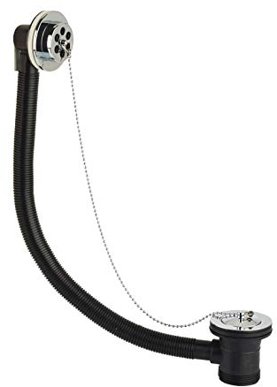 Bristan W BATH10 C Bonde de Baignoire avec Bouchon en Laiton à Fente C, Chrome, Plug and Chain