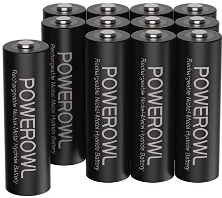 POWEROWL Rechargeable AA Batteries, 2800mAh High Capacity Double A Batteries 1.2V NiMH Low Self Discharge (Pack of 12)
