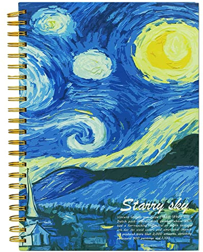 Starry Night - Blocco da disegno artistico estetico misto, 160 g/m², carta spessa priva di acidi, 1 confezione di quaderni A4 con rilegatura a spirale, blocco per schizzi, per bambini, studenti e