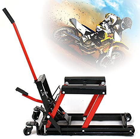 KenSyuInt Hydraulisk motorcykellyftare, motorcykel, lyftplattform, monteringsbock, lyftställ, saxlyft, plattform, motorcykelreparation, ram, 680 kg, motorcykellyft, monteringsstativ (blå)