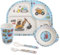Kindergeschirr Set, 5er Geschirr Set für Kleinkinder, Baby Fütterung Set umfasst Kinderteller, Schüssel, Becher, Löffel, Gabel, Melamin Geschirr Spülmaschinenfest, BPA frei (Construction)