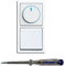 Busch Jäger 6523U-102 LED Drehdimmer Dimmer + Scheibe 6540-84-102 und Lichtschalter 2000/6 US in Future Linear Studioweiß glänzend inklusive EBROM Phasenprüfer zur Montage der Geräte (6523 U – 102)