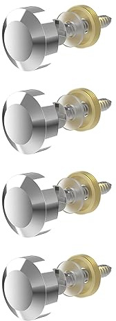 FOCMKEAS 4 PCS 20mm(0.79) Mirror Screws, Brass Decorative Caps Cover Fasteners, Metal Mirror Nails, Polished Beveled Silver Lid (Bright Silver)