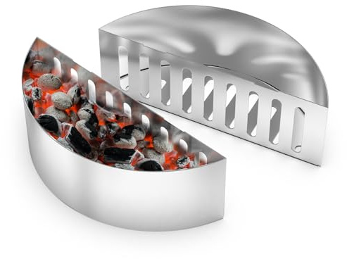Charkettle Set of 2 Stainless Steel Charcoal Basket Holders, Compatible with Weber/Napoleon 22” and 26” Kettle Grills and Other Similar Size Models