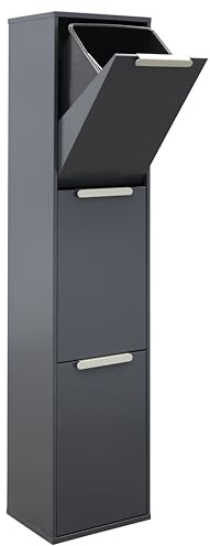Arregui Ecoclas CR304-E Cubo de Basura y Reciclaje de Acero de 3 Compartimentos | 3x17L (51L) | Cubos de Basura de Cocina | Contenedores de Reciclaje para Casa u Oficina | antracita
