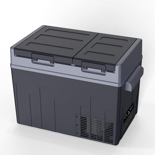 CIGREEN Réfrigérateur de voiture 12 V 36 L Friger portable double zone deux portes – 15,6 °C à 10 °C – Réfrigérateur portable avec 12/24 V CC et 110–240 V AC pour camping-car, camping, voyage, camion,