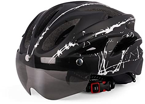 Helm, Leichter, atmungsaktiver Fahrradhelm mit magnetischem Visier, verstellbare Größe für Erwachsene Männer und Frauen (schwarz)