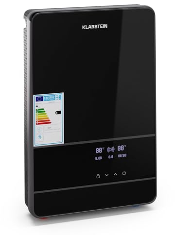 KLARSTEIN Blaze Flow - Scaldabagno Elettrico Istantaneo, 24kW, 380V, Acciaio Inox, Display LED, Design Compatto a Parete, 3 Livelli di Temperatura (35°C, 45°C, 55°C)
