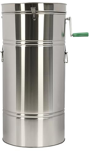 JAYEUW Manuelle Honigschleuder 2-Rahmen Manuelle Tangentialschleuder Edelstahl Honigextractor Honigschleuder mit Deckel Honigs 15kg ＜49*25.5cm Wabengröße Bienenzüchter Zubehör für Hobby&Profi Imker