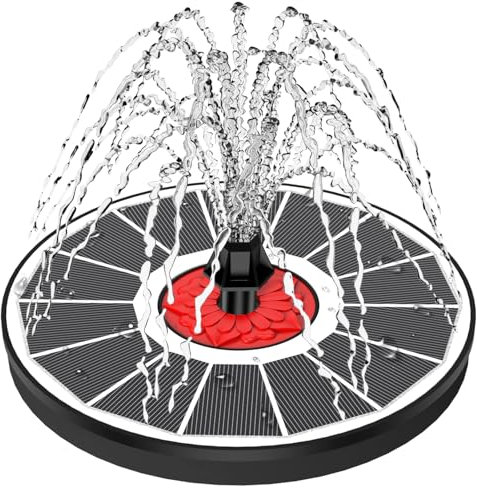 SZMP Solar Springbrunnen, 2025 Upgrade 3.5W Glas Solarpanel Solar Teichpumpe für Außen mit 8 Düsen & 4 Fixe Rohre, Solar Wasserpumpe Solar schwimmender Fontäne Pumpe für Garten, Teich, Vogel-Bad