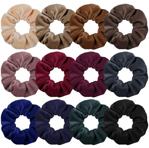 LOPHE Scrunchies Elásticas, 12Piezas Coleteros de Satén, Gomas para el Pelo | Lazos para Cabello Cuerdas Mujeres Niñas, Bandas para el Cabello, Cuerdas Suaves Y Durables, Satén Elegante, Regalo Ideal