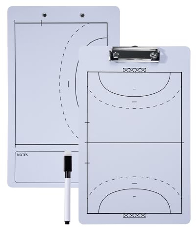 Joyeee Handball Coaches Clipboard, 13.7 x 8.7 Inch Double Sided Dry Erase Handball Whiteboard, Coaching Board Equipment Included Black Markers, Pen and Eraser