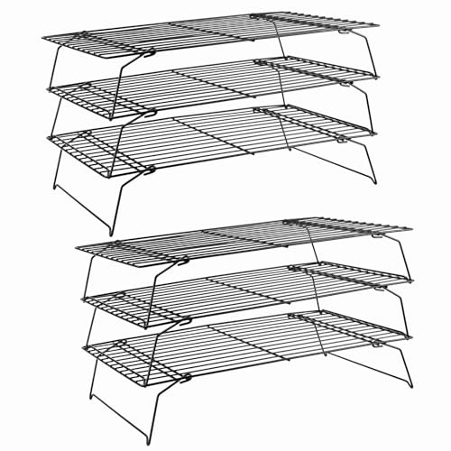 SINJEUN Lot de 6 Grilles de Refroidissement Pliables - Accessoire Pâtisserie - Économie d'Espace - 40 x 25 x 7,5 cm - pour Gâteaux, Muffins, Cookies, Biscuits