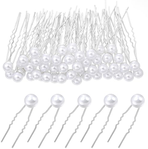 LXUEJIE 50 Pieces Wedding Pearl Hair Pins for Bridal, White Pearl Hair Accessories Bobby Clips Hair Pearls Bridal Hair Pin Wedding Hair Accessories for Brides Bridesmaids Women