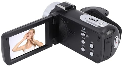 Asixxsix 4K HD -Videokamera Videokamera, Anti Shake 80MP 18x Zoom Digital Video Recorder med 3 Tum 270 ° Rotationsskärm, Kompakt Fotograferingskamera med LED -fyllningsljus för Resor