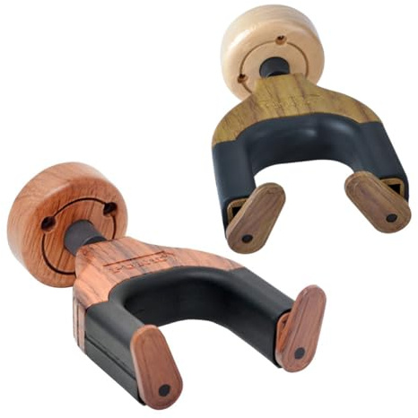 WEKADRIN Ganci per Chitarra da Parete Facile Installazione in Legno Massello 2 Pezzi Protezione Manico Supporto Staccabile Culla Profonda e Decorazione Muro per Strumenti a Corda