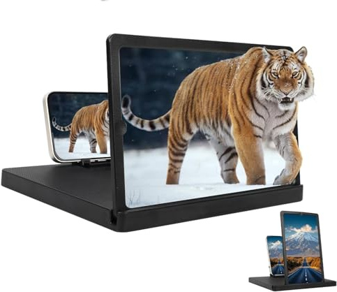 Big Screen Phone Magnifier, New Foldable HD Phone Amplifier Stand, Portable 3D Cell Phones Magnifying Screen for Movies, Videos and Gaming, Compatible with iPhone & Android, 14 inch