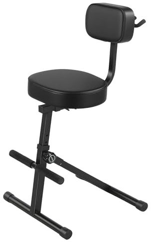 newuzis Guitar Seat with Stand, Guitar Stool with Padded Cushion, Collapsible Design, Heavy-Duty Ergonomic Backrest, Guitars Stool (Black A)