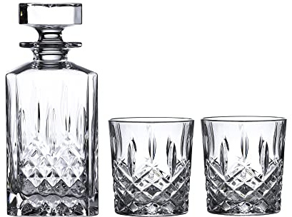 Waterford Marquis Markham 11oz Double Old Fashioned Pair & Square 30oz Decanter Set, 40026495 Transparent
