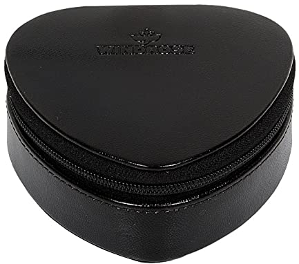 Windrose Kleine Herzdose Merino Moda/schwarz - Hochwertige Handarbeit - Breite 9,5 cm - Lederoptik