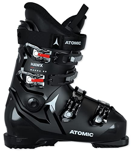 ATOMIC Hawx Magna 80 Skischuhe - Größe 27/27.5 - Alpin-Skischuh für Erwachsene in Schwarz/Weiß/Rot - 102mm breite Passform - Stabile Prolite Konstruktion - Memory Fit für präzisen Sitz