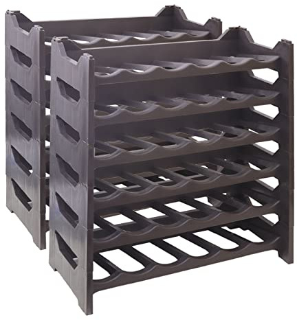 Cantinetta Vino Portabottiglie Plastica ed Eleganti Portavini per Organizzare e Valorizzare la Tua Collezione. Soluzioni Pratiche e Decorative. (72 Bottiglie, Brown)