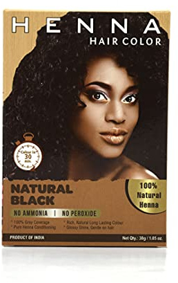 HENNA HAIR COLOR 30 Minute Enriched with Herbs Semi Permanent Powder - Harsh Chemical Free Black Hair Dye for Men and Women (Natural Black)