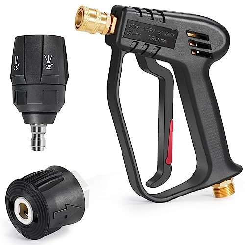 Drado Hochdruckreiniger Pistole Hochdruckreiniger-Bausätze Schnellkupplung Wasser Mit 5-Farben-Spritzdüsen M22 14 Adapter Sicherheitsverriegelungsgriff Leistung 4000Psi