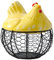 YUSSEQDD Chicken Shape Iron Basket For Organizing Eggs And Fruits In Kitchen Metal Iron Ceramic Hen Ornament Fruit Storage Basket, yellow