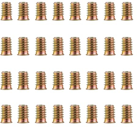 HXJDAM 60 stycken skruvmuttrar M6 x 20 mm, gänginsats trä, galvaniserade inskruvsmuttrar M6-skruvhylsor, insexkant gänghylsa, skruvgängmuttrar för trämöbler