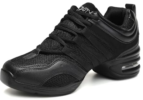 YCALCP Scarpe da Ballo Sportive Donna Casual Traspirante Ginnastica Sportive Jazz Danza Sneakers, Modello LYX729, Nero, 39 EU