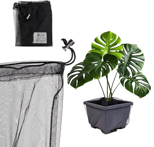 Barnsäkerhetslås för inomhusväxter, 2 st, för blomkrukor upp till Ø 40 cm, i Svart, av nylon, växtskyddsnät Barnsäkerhetslås mot jord, gödningsmest, krukskydd hindrar inte att växter vattnas