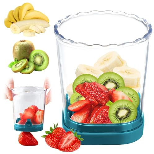 Cortador de Vaso para Frutas - Rebanador Desmontable de Frutas, Cortador de Velocidad para Huevos, Cortador de Fresas para Cortar Vegetales, Gadget de Cocina (Azul Oscuro)