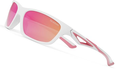DEAFRAIN Kids sunglasses for Girls Polarized Child Toddler Sport Softball Cycling Running Beach White Pink Glasses age 3-7