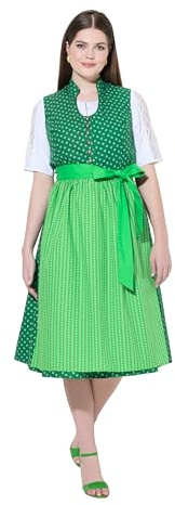 Ulla Popken Dirndl, Cuello alzado, botón Decorativo, sin Mangas Verde Hierba 46 840154426-46