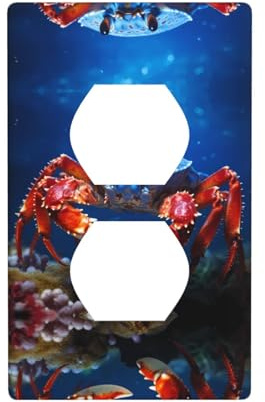 Phayah Placa de pared dúplex con patrón de cangrejos, tamaño estándar, policarbonato, termoplástico, doble enchufe