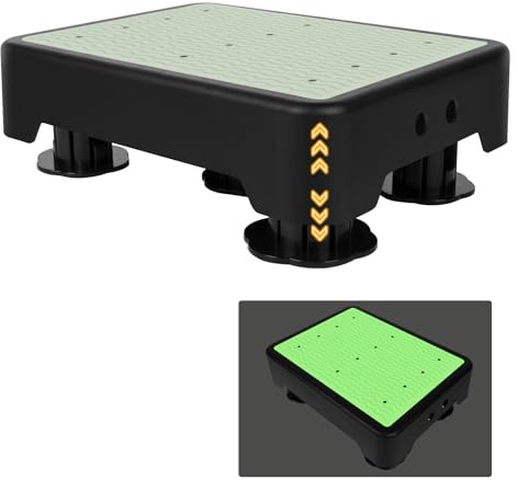 Aukimo Rutschfest Halbstufe, Nachleuchtende Trittstufe, 3-stufig höhenverstellbarer, max.250 kg, Step Hocker ideal für Senioren, Kinder, Dusche, Auto, Einsteighilfe, Indoor & Outdoor