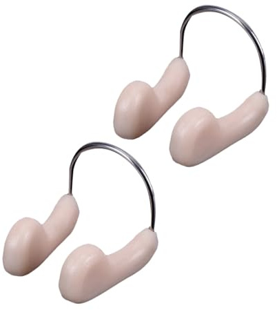 DOITOOL Pinza Nasal para Natación TPR Color Carne, 2 Unidades Reutilizables para Adultos, Clip Nasal Flexible y Cómodo para Entrenamiento y Práctica en Piscina