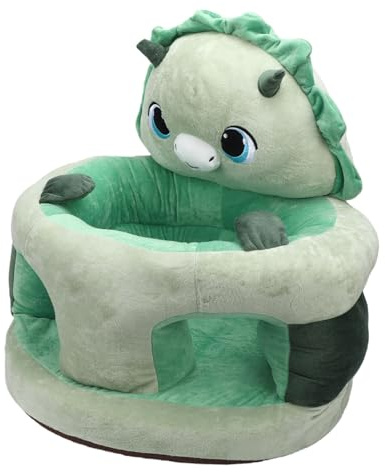 Xiuganpo Babysittningsstol med Plyschstöd och Ryggstöd, Djurformat Plyschstöd för Spädbarnsstol, Mångsidig, Säker och Mysig, för Att Sitta Upp med Lekfull Design (Grön dinosaurie)