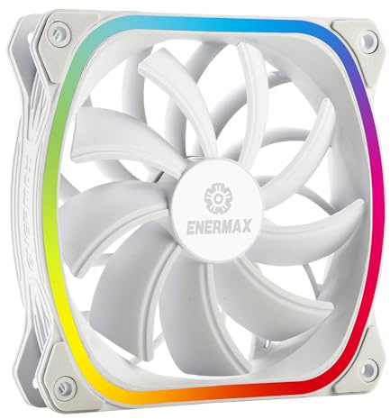 ENERMAX SQUA Adressierbare RGB 12cm PWM PC-Gehäuselüfter Stand Alone Single Fan mit Twister Bearing, weiß; UCSQARGB12P-W-SG