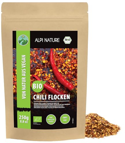 Alpi Nature Chiliflingor BIO 250g, Torkade och Krossade Chiliflingor, Ekologiska Chili Flingor