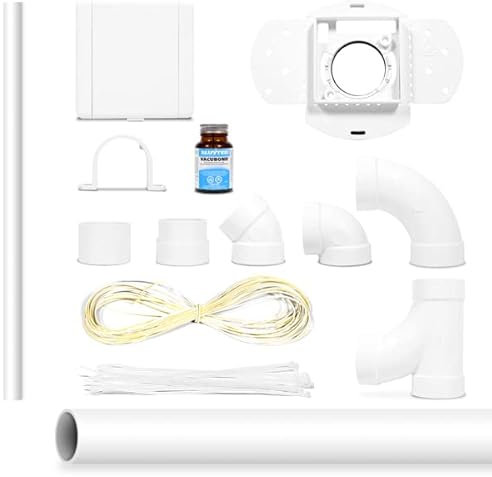 Kit d'Installation 1 à 5 Prise Complet (Coudes, Tuyau, Colle, etc..) Prise Carré Vacuvalve ES pour Aspirateur Centralisé - Compatibles Toutes Marques Aspiration Centralisé - Garantie 2 ans (2 prises)