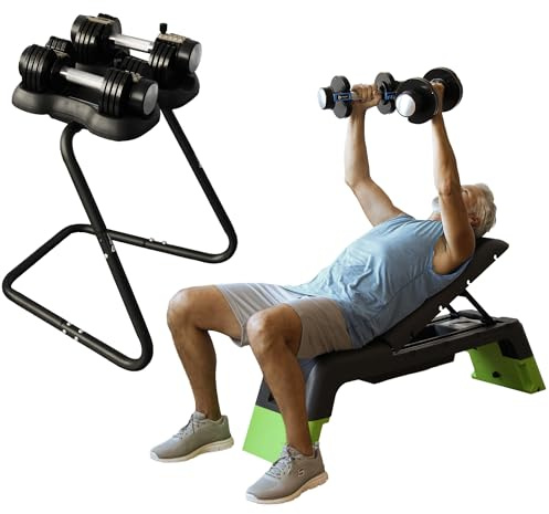 LifePro Soporte ajustable para mancuernas: compatible con mancuernas ajustables PowerUP Plus, PowerUp y PowerFlow Plus, estante duradero para mayor seguridad y comodidad durante el entrenamiento