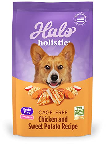 Halo Holistic Small Breed Dog Food, Cage Free Chicken & Sweet Potato Recipe, Grain Free Dry Dog Food, Complete Digestive Health, 10 lb Bag