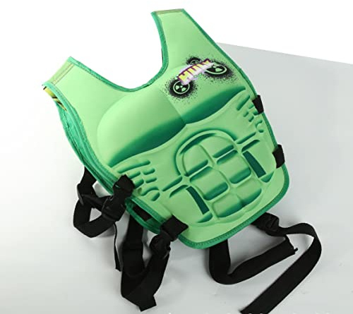 Kids Swimming Vest Life Jacket Learn-to-Swim Buoyancy Aid Vest Children Float Vest Kids Swimming Training Jacket Learn to Swim for Boys Girls Begin to Swim 3D Cartoon Swim Vest (Green,Medium)
