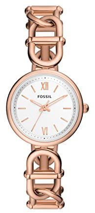 Fossil Carlie Watch para Mujer, Movimiento de Cuarzo a Tres Agujas en Tono Oro Rosa con Correa de Acero Inoxidable