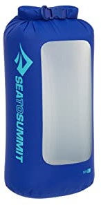Sea to Summit - Lightweight Dry Bag View S 5L - Waterproof - Clear Window - Roll-Top - Recycled Fabric - Base Lash Point & D-Ring - For Backpacking & Kayaking - 16.8 x 14 x 32cm - Surf Blue - 52g