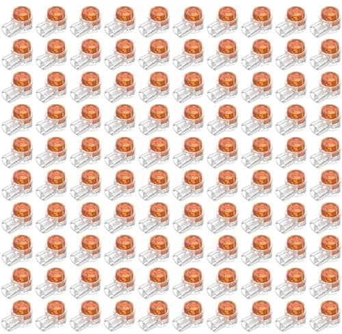 Lot de 100 connecteurs de câble téléphonique - Bornes de câble K2 - Connecteur de câble simple K2 UY2 - Pour câble téléphonique et câble réseau - Lot de 2 cœurs (orange)