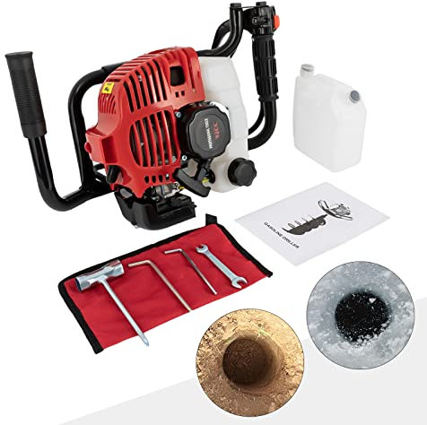 SuhoFutus Tarière à essence, 2 temps, 52 cc, 1,8 kW, 6500 tr/min, moteur d'excavatrice monocylindre refroidi par air (foret non inclus)